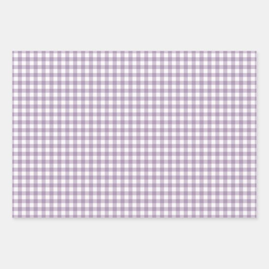 Lovely Lavender Gingham Check Patroon Inpakpapier Vel (Voorkant)