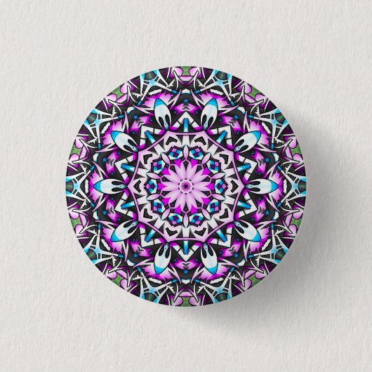 Lovely Lavender Kaleidoscope Mandala Button (Voorkant)