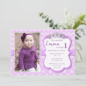 Lovely Lavender Photo Birthday Party Uitnodiging (Staand voorkant)