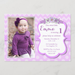 Lovely Lavender Photo Birthday Party Uitnodiging