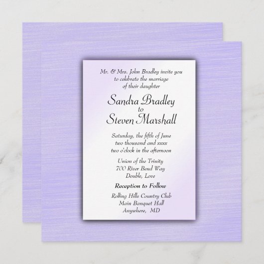 Lovely Lavender Wedding Invitation Kaart (Voorkant / Achterkant)