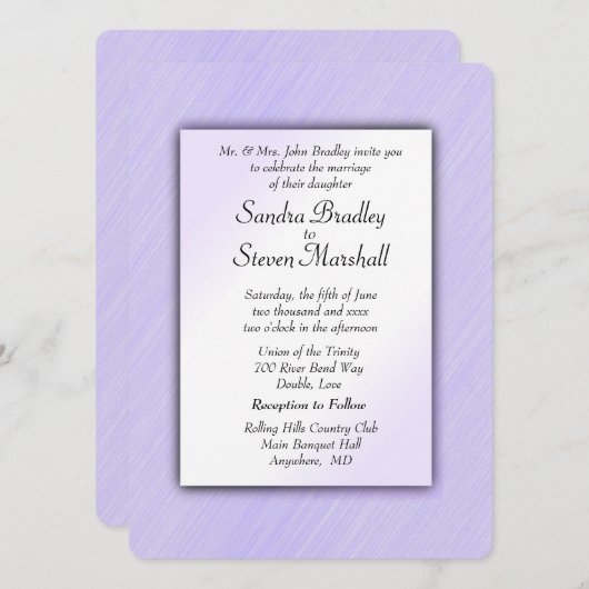 Lovely Lavender Wedding Invitation Kaart (Voorkant / Achterkant)