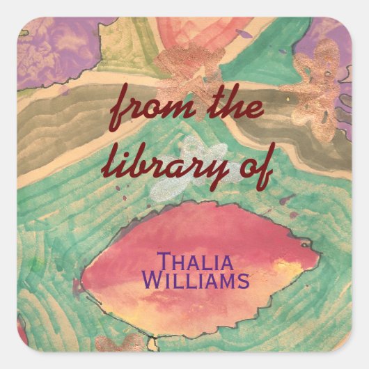 Lovely leaves custom bookplates vierkante sticker (Voorkant)