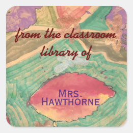Lovely leaves personalized teacher bookplate vierkante sticker