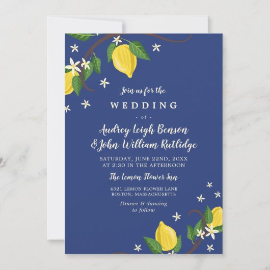 Lovely Lemon Branches - Floral Wedding Kaart (Voorkant)