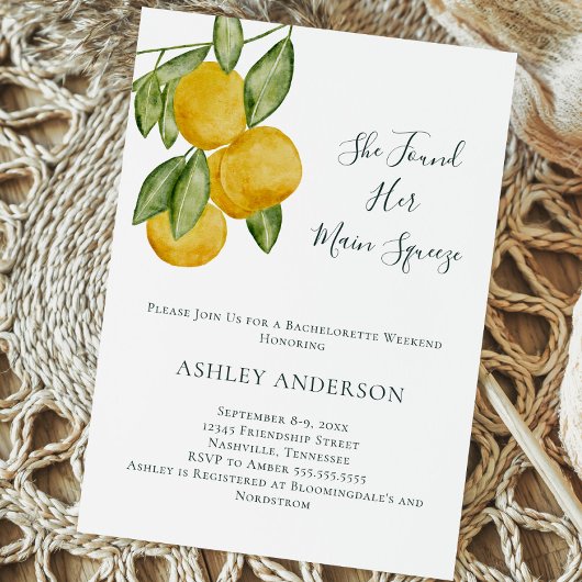 Lovely Lemon Tree Waterverf Bachelorette Party Kaart