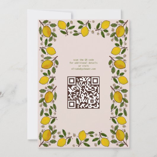 Lovely Lemons Rustic CUSTOM QR Code VRIJGEZELLENFE Kaart (Achterkant)