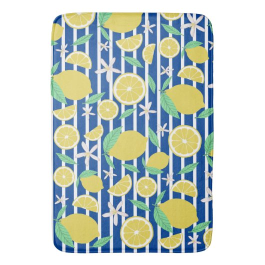 Lovely Lemons Striped Fresh Citrus Fruit Badmat (Voorkant Verticaal)