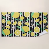Lovely Lemons Striped Fresh Citrus Fruit Strandlaken (Voorkant)