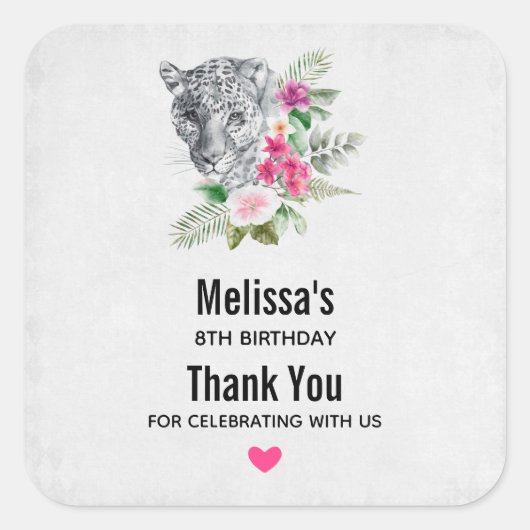 Lovely Leopard Head Portret Waterverf Birthday Vierkante Sticker (Voorkant)