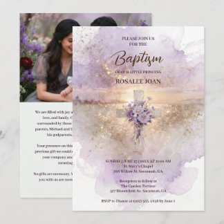 Lovely Lilac Christian Wildflowers Cross-Shape Kaart