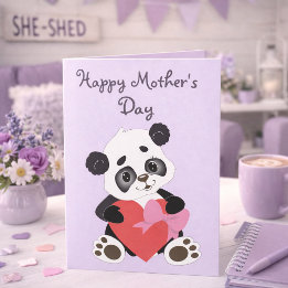 Lovely Lilac Panda Mother’s Day  Kaart