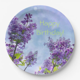 Lovely Lilacs Happy Birthday Papieren Bordje