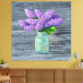 Lovely Lilacs in Rustic Mason Jar Canvas Afdruk (Insitu (Woonkamer))