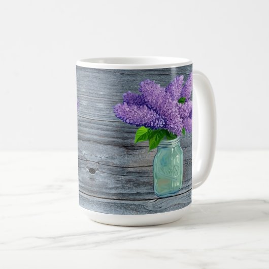 Lovely Lilacs in Rustic Mason Jar Koffiemok (Voorkant rechts)