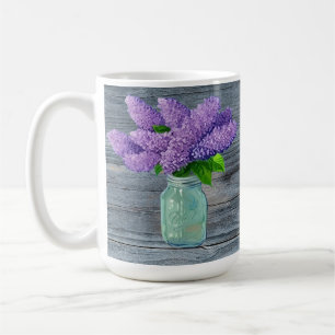Lovely Lilacs in Rustic Mason Jar Koffiemok