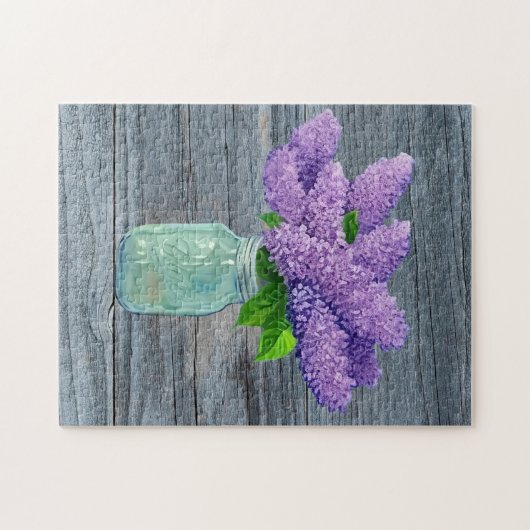 Lovely Lilacs in Rustic Mason Jar Legpuzzel (Horizontaal)