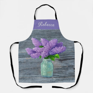 Lovely Lilacs in Rustic Mason Jar Schort
