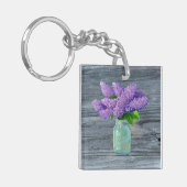 Lovely Lilacs in Rustic Mason Jar Sleutelhanger (Voorkant Links)