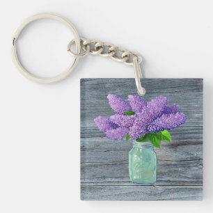Lovely Lilacs in Rustic Mason Jar Sleutelhanger