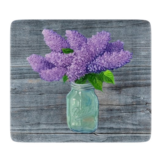 Lovely Lilacs in Rustic Mason Jar Snijplank (Voorkant)