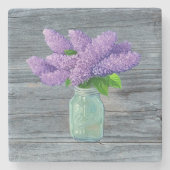 Lovely Lilacs in Rustic Mason Jar Stenen Onderzetter (Voorkant)