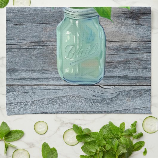 Lovely Lilacs in Rustic Mason Jar Theedoek (Gevouwen)