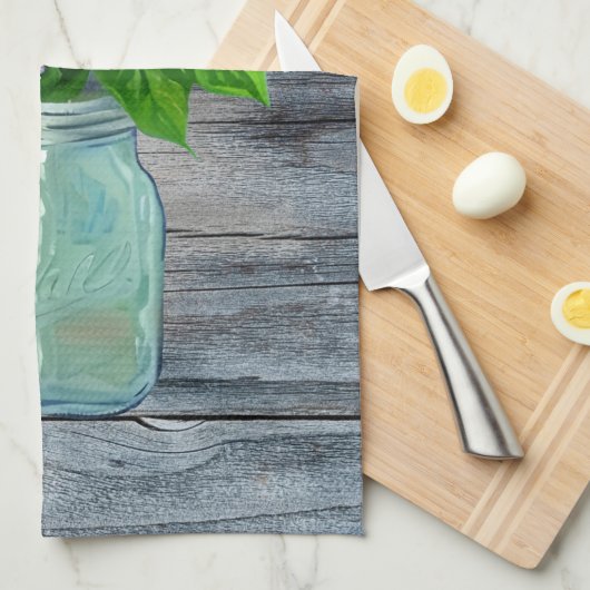 Lovely Lilacs in Rustic Mason Jar Theedoek (Quarter Fold)