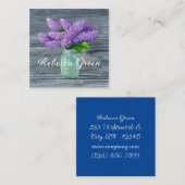 Lovely Lilacs in Rustic Mason Jar Vierkante Visitekaartje (Voorkant / Achterkant)