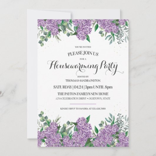 Lovely Lilacs Spring Housewarming Party Kaart (Voorkant)