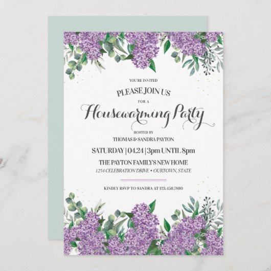 Lovely Lilacs Spring Housewarming Party Kaart (Voorkant / Achterkant)