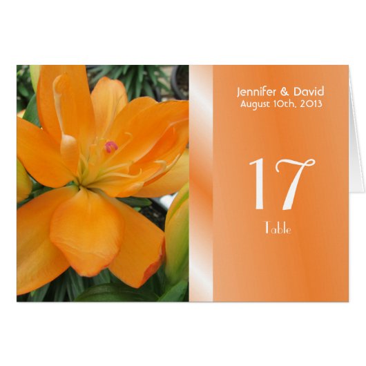 Lovely Lily Wedding Table Number Card (Voorkant Horizontaal)