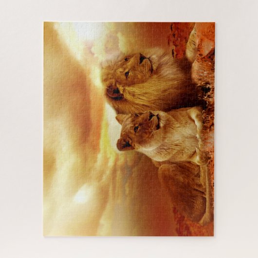 Lovely Lion Couple, Jigzaag Puzzle Legpuzzel (Verticaal)