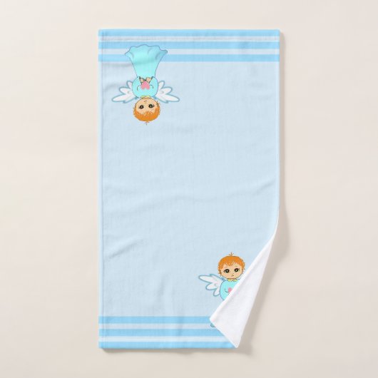 Lovely Little Angel & Turquoise Stripes Bad Handdoek (Handdoek)