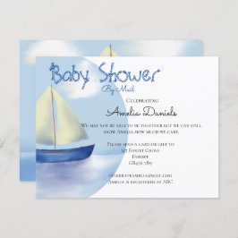 Lovely Little Blue Sailboat Baby shower per Mail Kaart