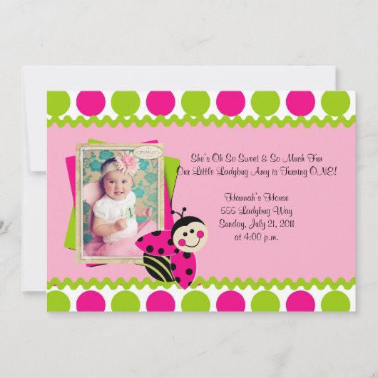 Lovely Little Ladybug Invite Kaart (Voorkant)