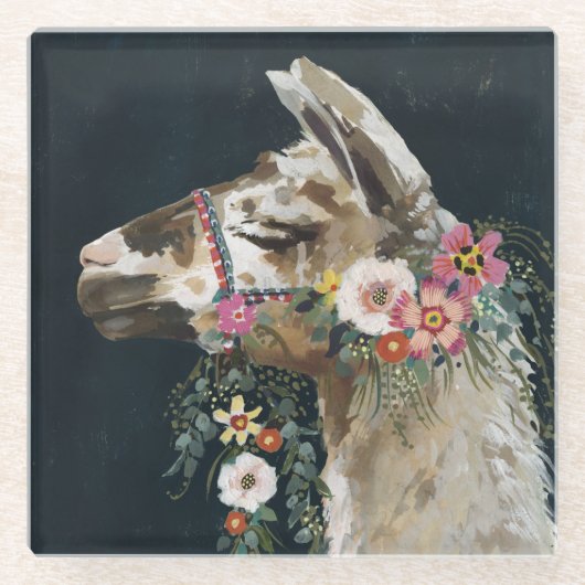 Lovely Llama Glazen Onderzetter (Voorkant)