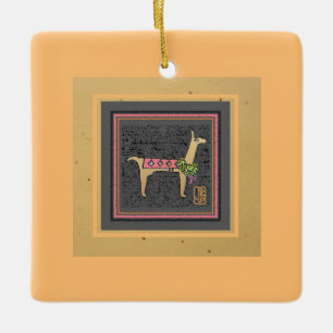 Lovely Llama-kerstflat Tile Keramisch Ornament