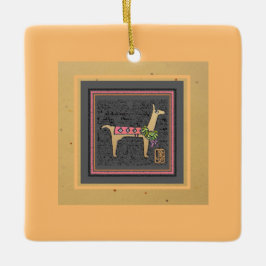 Lovely Llama-kerstflatTegel Keramisch Ornament