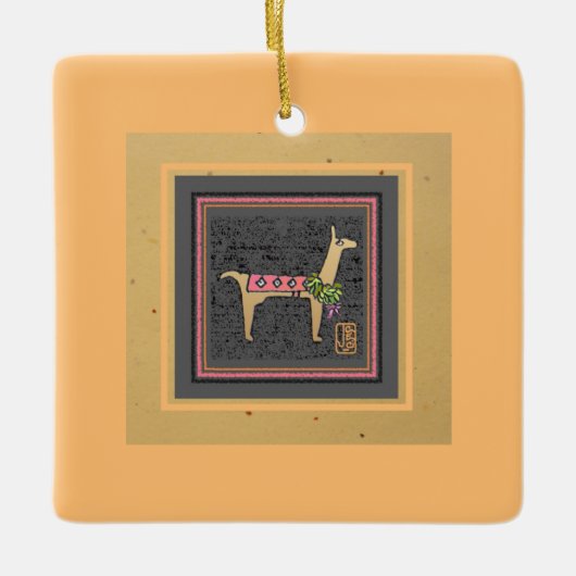 Lovely Llama-kerstflatTegel Keramisch Ornament (Voorkant)