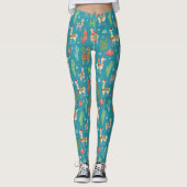 Lovely Llamas Blauwgroen Patroon Leggings (Voorkant)