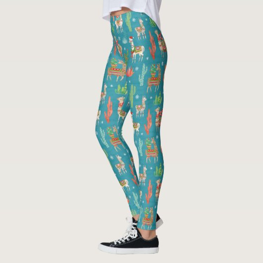 Lovely Llamas Blauwgroen Patroon Leggings (Links)