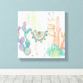 Lovely Llamas II Canvas Afdruk (Insitu (Houten vloer))