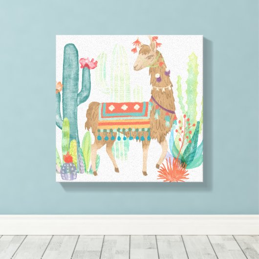 Lovely Llamas III Canvas Afdruk (Insitu (Houten vloer))
