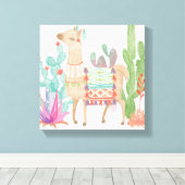 Lovely Llamas IV Canvas Afdruk (Insitu (Houten vloer))