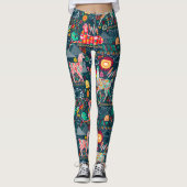Lovely Llamas op blauwe Leggings (Voorkant)