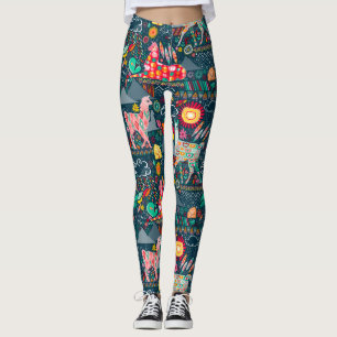 Lovely Llamas op blauwe Leggings
