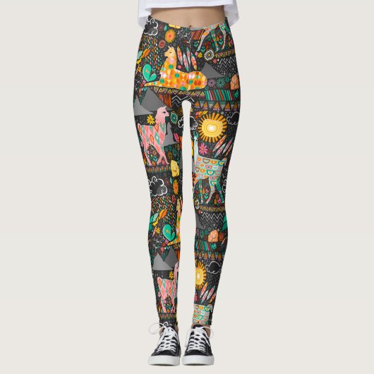 Lovely Llamas op grijze Leggings (Voorkant)