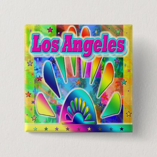 Lovely Los Angeles Sun & Palms Button (Voorkant)