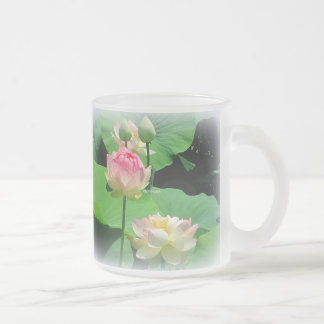 Lovely Lotus Flower & Bud Frosted Glass Matglas Koffiemok